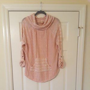 Pink Shimmer Cowlneck Sweater